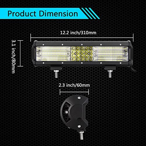 AUXTINGS 30cm Quatre Rangées Barre Lumineuse LED de travail Faisceau de travail pour camions tracteurs 4x4 bateau tout-terrain feux de brouillard,12V 24V étanche IP67