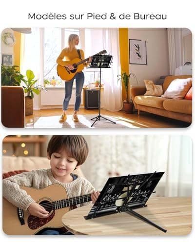 K KASONIC Pupitre, Kasonic 2 en 1 support de partition pliable à double usage et support de livre de bureau, portable et léger avec support de clip de feuille de musique
