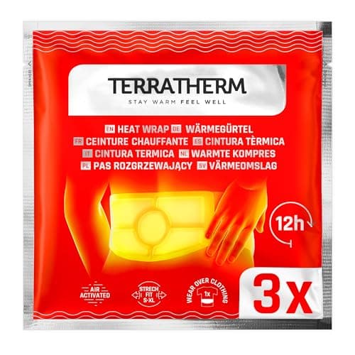 TerraTherm Ceinture chauffante - 12 h de chaleur profonde bienfaisante, patchs chauffants pour le dos - chaufferette lombaire - patch autochauffant activée par l’air - 3 unités