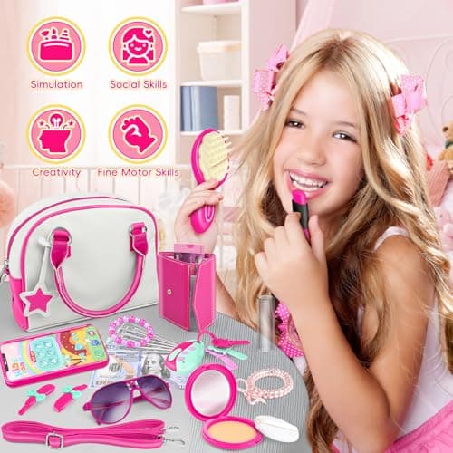 Sac à Main pour Tout-Petits Filles avec Accessoires, Maquillage pour Les Enfants, Mon Premier Sac à Main, Jouets pour Les Filles, Cadeaux pour Les Filles de Plus de 3 Ans