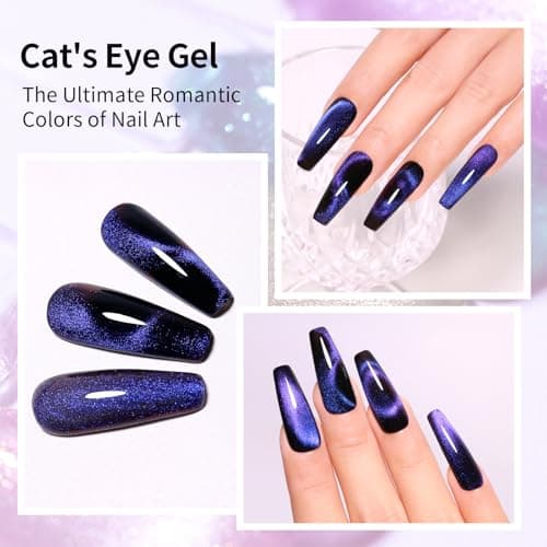 Firedeep 9d cat eye gel vernis à ongles, 16ml Galaxy blue purple caméléon gel magnétique poli LED/UV trempé vernis à ongles kit avec aimant