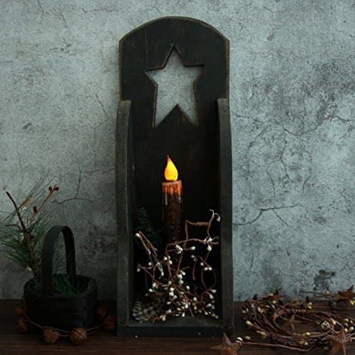 CVHOMEDECO. Bougies en cire véritable, trempées à la main et alimentées par des piles, avec minuterie à LED, décoration rustique primitive, 17,1 cm, marron, 2 PCS dans un paquet