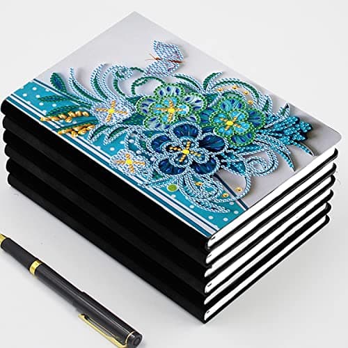 Cahiers de Peinture au Diamant A5 Livre de Journal Diamond Painting d'artisanat au Diamant Fleurs pour Adultes Carnet de Notes A5 Carnet de Croquis Filles A5 Peinture par Numéros Loisirs pour Enfants