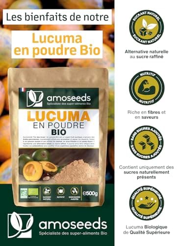 Lucuma en poudre BIO 500G | Sucrant Naturel, Sans sucre ajoutés | 100% Naturel et Pur | Alternative au sucre | Sans OGM, sans Conservateurs | Qualité Supérieure