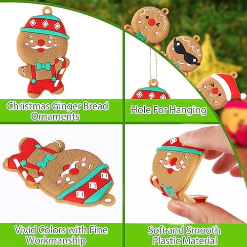 FINEVERNEK 14Pcs Bonhomme Pain D'épice Decoration Noel Sapin,Ornements Sapin de Noël, Suspension de Noël en Forme Mignon,Ornements de Noël avec Corde,Deco Sapin de Noel