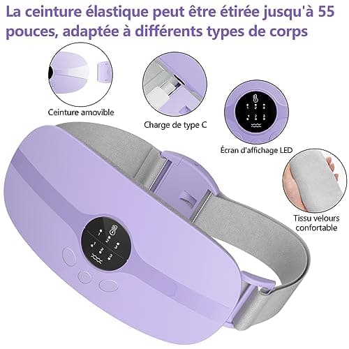Ceinture Menstruelle Chauffante Electrique- Coussin Chauffant Menstruel Portable 3 Niveaux Température 3 Modes de Massage Pour le Soulagement Douleurs Menstruelles Lombair/Dos Chauffante Massage