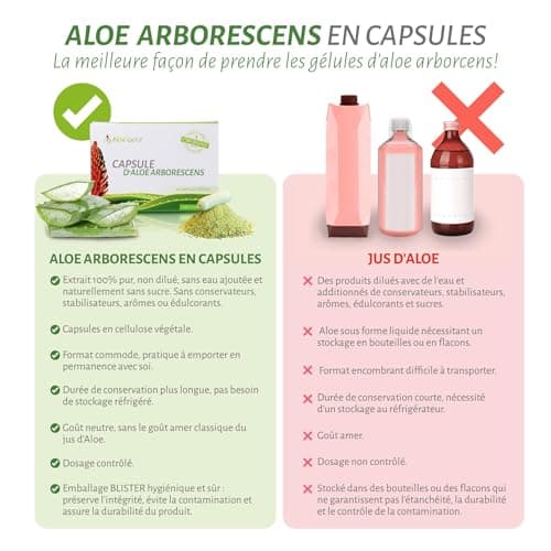 ALOEBETA Aloe Vera Arborescens Bio en Capsules Végétales - 100% Aloe Arborescens BIO - Made in Italy - Complément alimentaire BIO - Sans édulcorant ni conservateur, sans OGM - 30 paquets de Gélules
