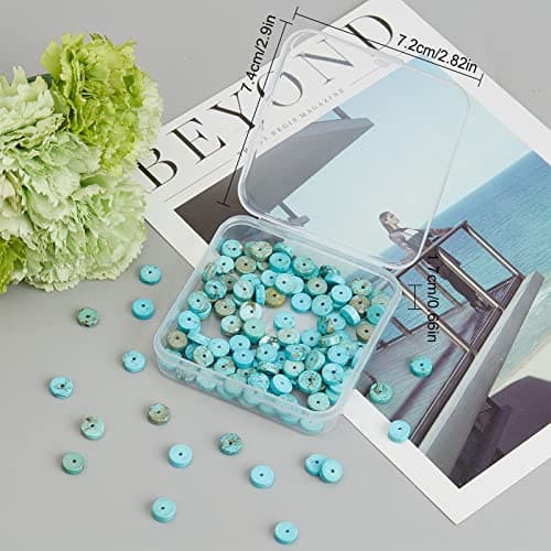 SUNNYCLUE 1Boîte 122Pcs Gemstone Perles Heishi Perles Naturelles Perles Rondes Plates 8mm Disque Perlé Stone Perles Entretoises Lâches pour la Fabrication de Bijoux Kit de Perles Turquoise Couler
