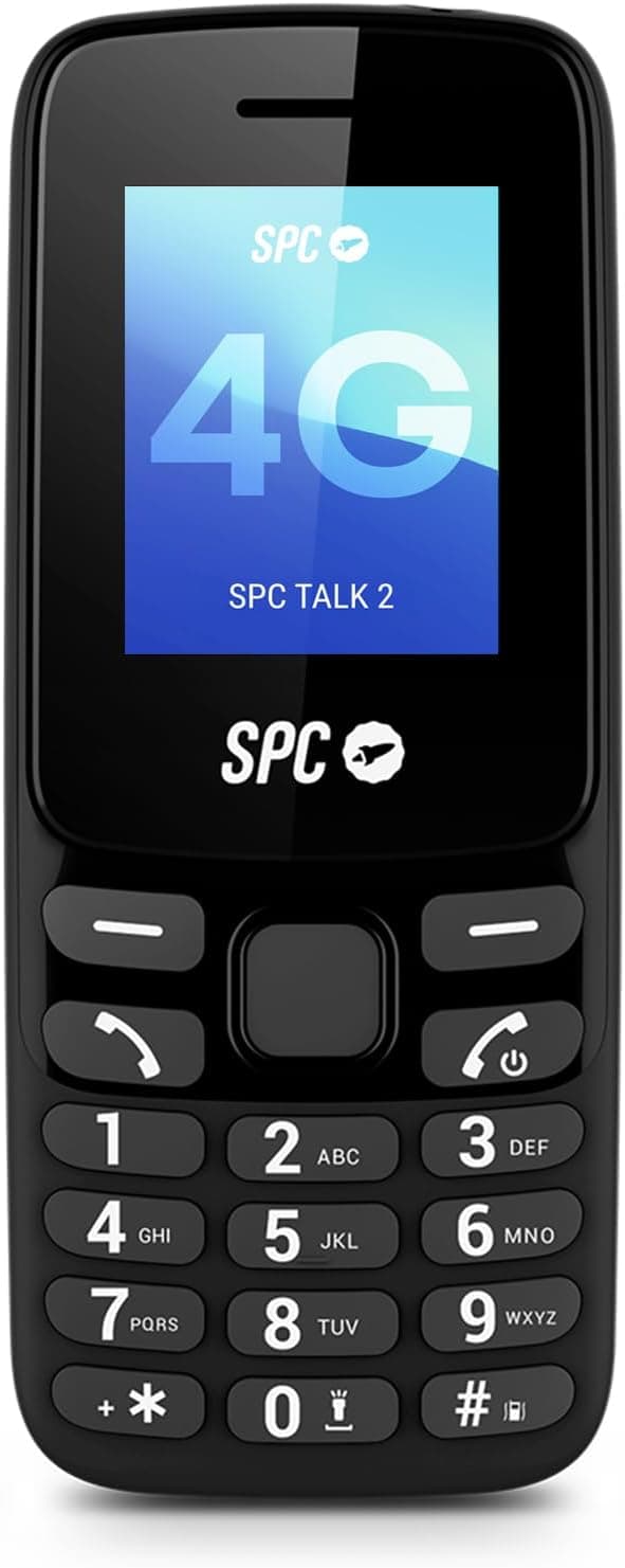 SPC Talk 2 - Téléphone Mobile Basique 4G, Son Fort, Format Poche | Écran 1,8" anti-rayures, batterie 1150mAh, sonnerie 106dB, lampe, radio FM, 9 mémoires rapides, simple