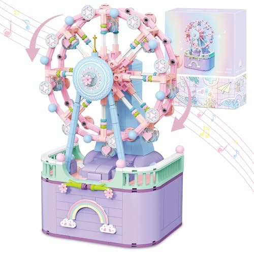 JDMDKB Boîte à Musique Briques, Grande Roue Ensemble de Construction boîte à Musique, pour Enfants à partir de 6 Ans (710pcs)