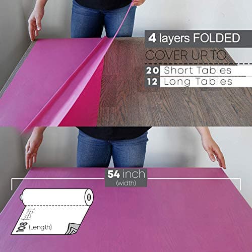 Neatiffy 137 cm x 32.9 m Jetable en Plastique Rouleau De Nappe, Équivalent à 12 Paquets de Pique-Nique, Rose