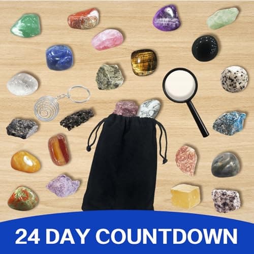 Calendrier de L'avent 2024, Calendrier de L'avent Pierre Precieuse et Minéraux Calendrier Educatif Bijoux Enfants Fille Cadeau de Noel Calendrier de L avent Advent Calendar Fille Kinder Friends