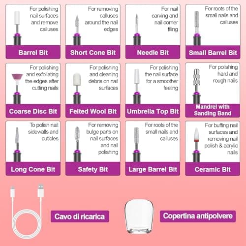 ponceuse ongles professionnelle 35 000 tr/min, lime electrique ongle rechange polissage ongles électrique, outil de polissage de machine de manucure pédicure, nail drill