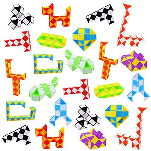 Uootach 12 pièces Serpent Magique, Jouet Pliant règle Magique Snake Puzzle, Twisted Wand Puzzle Série, Jouets intellectuels pour Enfants, pour Cadeaux d'anniversaire Enfants, Cadeaux de fête
