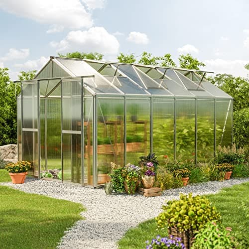 GFP Serre Saphir 6 Cadre Aluminium 259x384 cm Plaques Double paroi 6 mm indéformables & résistantes aux intempéries
