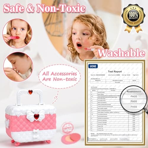 Aureyung Maquillage Enfant Fille, Lavable Malette Maquillage Enfant, Maquillage Fille, Jouet Fille 3 4 5 6 7 8 9 10 Ans Jeux Fille, Idée Cadeau Fille 3-12 Ans