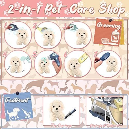 STAY GENT Jouet Veterinaire Enfant, 23 Pièces Malette Docteur avec Chien en Peluche & Transporte pour Nourrir et Soigner, Kit Veterinaire Jeu de Rôle Cadeau pour Jouet Garçons Filles 2 3 4 5 6 7 Ans