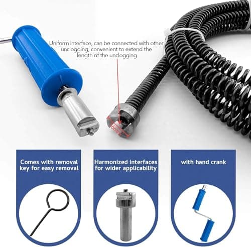 Furet Deboucheur Canalisation 5m, ø10mm, En Spirale, Avec Adaptateurs éLectriques, Arbre De Nettoyage de Canalisations Multifonction, DéBoucheur Efficace (5m)