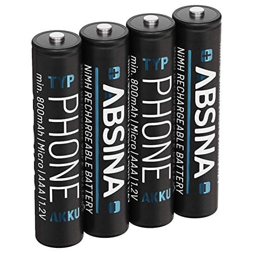 ABSINA 4X Pile Rechargeable AAA pour Téléphone 800 mAh NiMH - Piles AAA Rechargeables 1,2V pour Telephone, Piles Rechargeables, Pile AAA Rechargable, Batterie AAA Rechargeable, accu AAA Rechargeable