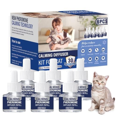 Pheromones Chat PhéRomones Pheromone Calmant Diffuseur Anti Stress Apaisant Prise pour Apaiser Chats Conflit FéLines Relaxantes Calmantes Agité Stressé 6 * 48ml Recharges Insipide