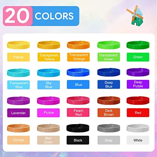 Fil Stylo 3D Pla, Recharge Stylo 3D 1.75mm, 5M Chacun-3D Pen Filament 20 Couleurs pour Enfants et Adultes, Filament Accessoire de Stylo 3D pour ODRVM, Tecboss, Lovebay et Stylo D'imprimante 3D