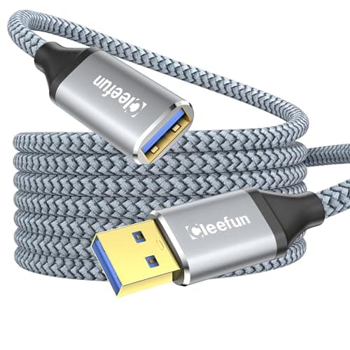 CLEEFUN 5M Cable Rallonge USB 3.0 5Gbps Cable Extension USB 3.0 Mâle A vers Femelle A Compatible avec Clé USB, Hub USB, Manette PS4/PS5/Xbox, Disque Dur, Imprimante, Webcam