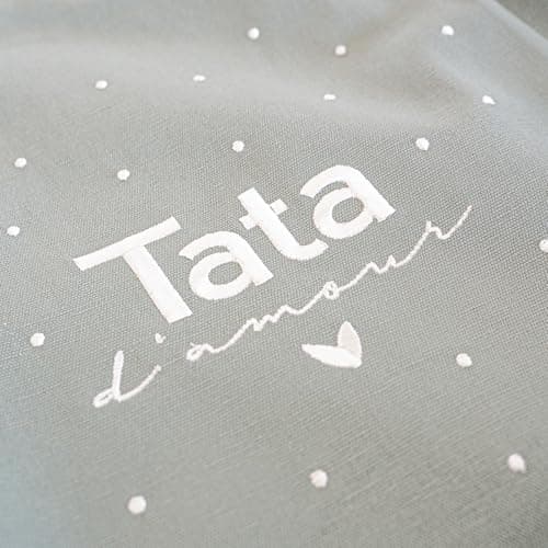 Manahia tote bag brodé tata - Tata d'amour - Cadeau tata - Sac tata - Sac cabas brodé avec poche - Cadeau tante, soeur, belle soeur - Annonce Grossesse tata - anniversaire tata