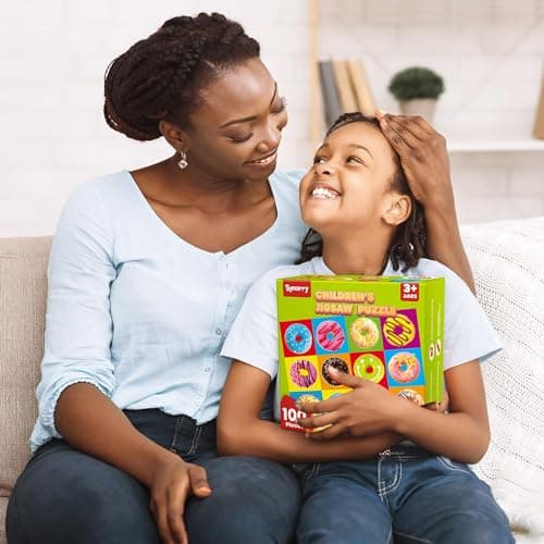 SYNARRY Puzzles Beignets 100 Pièces pour Enfants âgés de 4 5 6 7 8 Ans, Jouet de Puzzle éducatif d'apprentissage