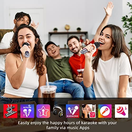 AFAITH Micro Karaoke Adulte Enfant Enceinte Karaoké avec 2 Micro sans Fil Bluetooth pour TV, Karaoke Complet 20 Watts avec Lumière LED, Sensibilité du Microphone Réglable et écho