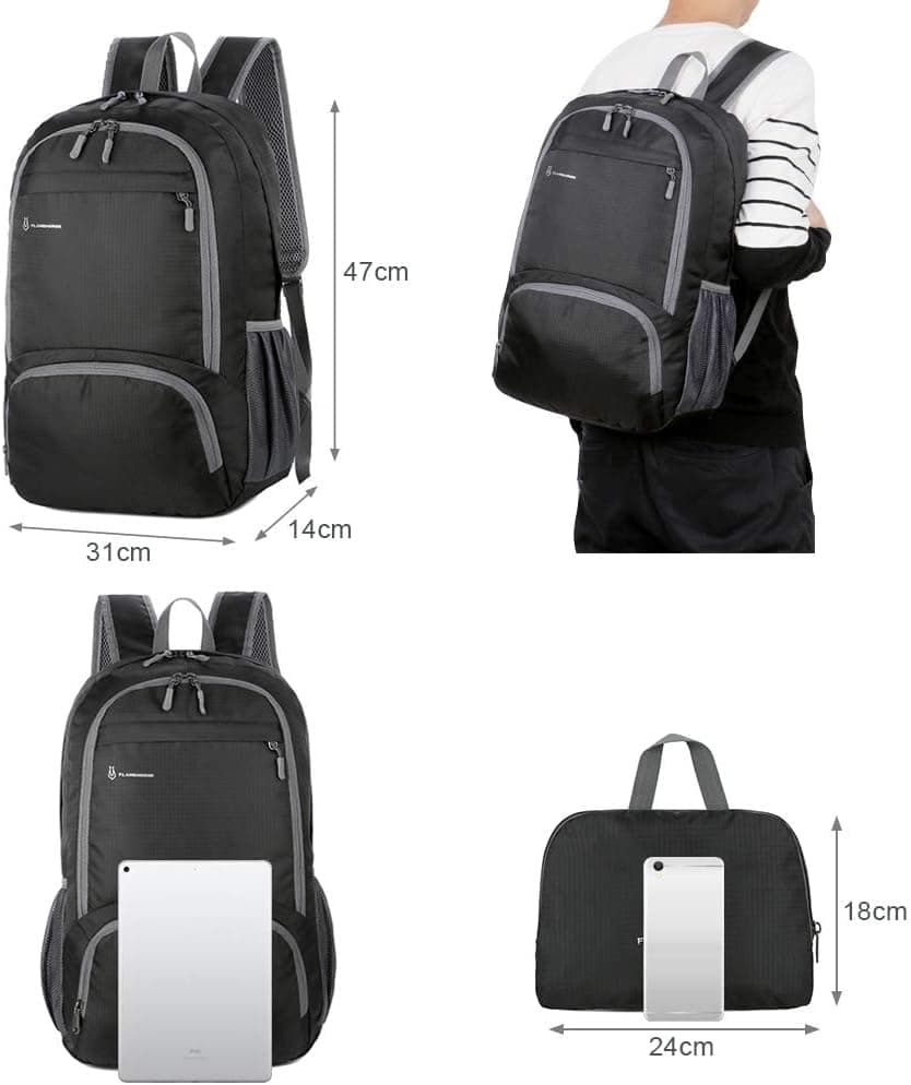 30L Sac À Dos Imperméable Pliable Haute Capacité Ultralight Robust Pour Randonnée Camping Voyage Outdoor Hommes Femmes (noir)