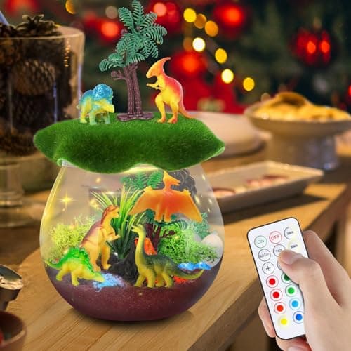RONSTONE Dinosaure Jouets Cadeaux d'anniversaire Kit de Terrarium pour Garçons - DIY Créatif Dino Veilleuse pour Enfant de 4 5 6 7 8 Ans - Kits Éducatifs d'art et d'artisanat pour Enfants (10Pcs Dino)