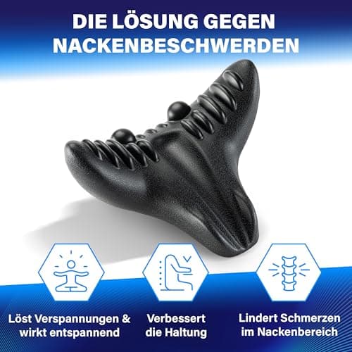 Healthfix® Neckfix - Extenseur de cou orthopédique avec instructions en allemand - Soulagement de la nuque en cas de tension du cou - Protection contre les douleurs au cou (noir)