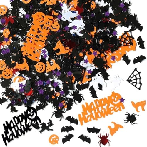 NJCXOLA Deco halloween, Stickers halloween, confettis de table d'Halloween, décoration de table Happy Halloween, confettis de citrouille (Halloween)