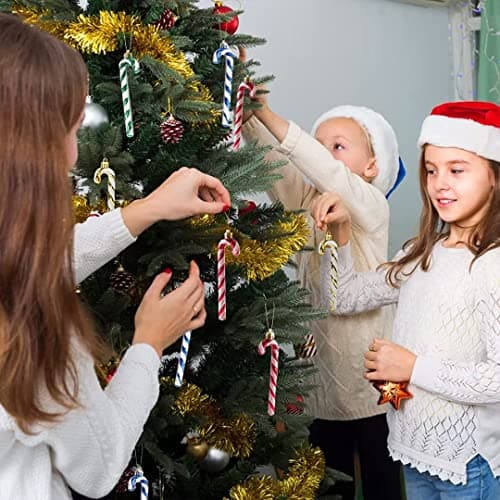 14CM Décoration d'arbre de Noël à Paillettes Pendentif de Canne en Bonbon Rouge 8Pcs Décorations d'arbre de Noël Décoration de Noël en Canne à Sucre Décorations d'arbre de Noël