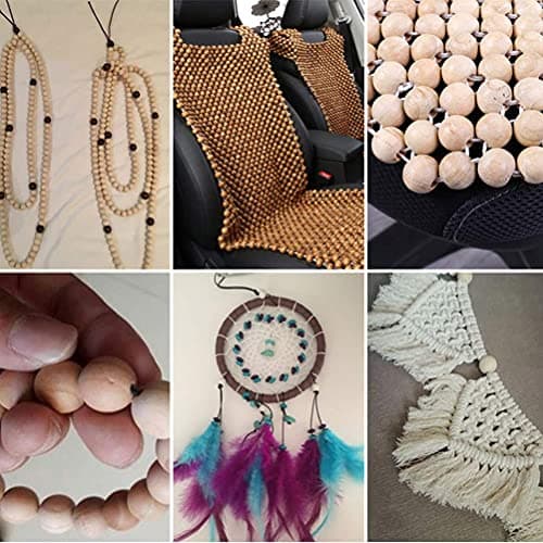 FOROREH 485pcs Perles en Bois, 8 Tailles Naturel Perles en Bois Boules de Bois avec Ficelle pour l'artisanat et Le Bricolage - 6 mm, 8 mm, 10 mm, 12 mm, 14 mm, 16 mm, 18 mm, 20 mm