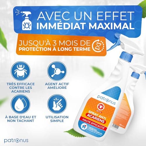 Spray anti-acariens pour matelas et coussins 1000 ml - Spray anti-acariens comme remède contre les acariens de la poussière de maison - inodore, très efficace et testé en laboratoire