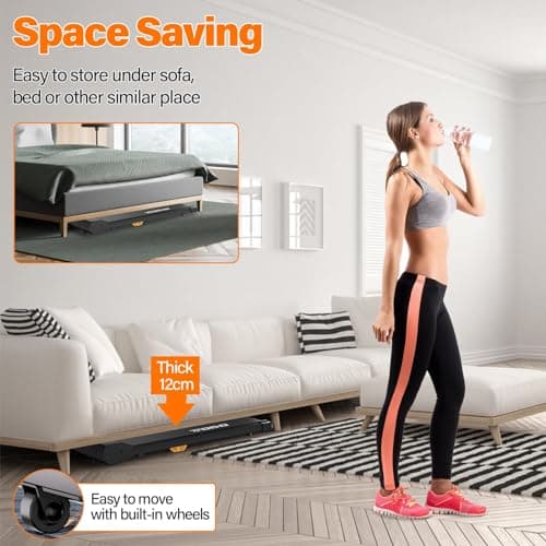 TODO Tapis de Marche, Tapis de Course, Tapis de Marche sous Le Bureau, Vitesse Réglable 1-8 KM/H, Moteur 550W avec Télécommande et écran LCD, Tapis de Course pour la Maison