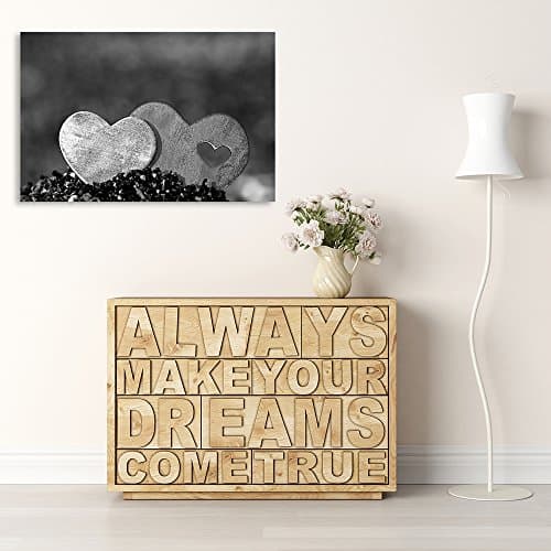 Feeby Frames, Tableau seul panneau, Tableau imprimé xxl, Tableau imprimé sur toile, Tableau deco, Canvas 40x50 cm, DEUX COEURS, NOIR ET BLANC