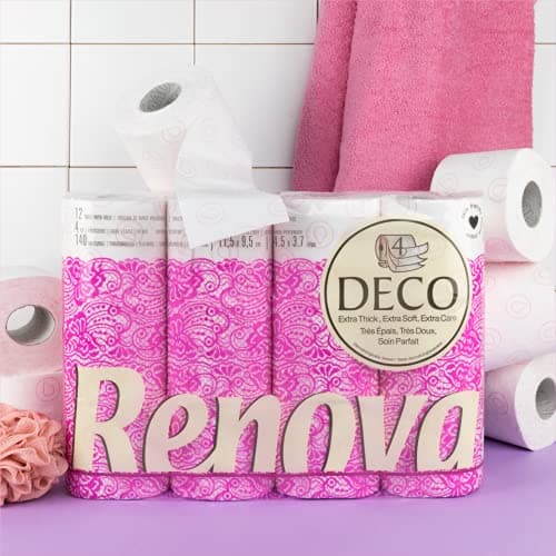 Renova Papier Toilette 4 Plis Deco 9 Rouleaux Blanc