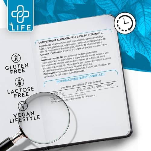 Vitamine C 1000mg à Libération Prolongée 120 Comprimés PiuLife® Supplément Vitamine C Naturelle Acide Ascorbique, Antioxydant, Defense Immunitaire Adulte, Vit C Vitamine Boost Énergie Puissant