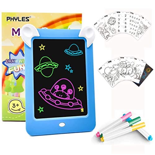 PHYLES Tableau Magique, Ardoise Magique pour Enfant, Tableau Magique Lumineuse Bebe Dessin Multifonction avec 8 Effets Lumineux - Loisir Créatif Jouet Educatif pour Votre Petit Artiste (Blue)