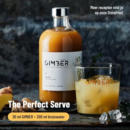 GIMBER Concentré gingembre bio 500 ml | Boisson sans alcool 100% biologique à base de gingembre, citron & épices | Jus de gingembre délicieux premium