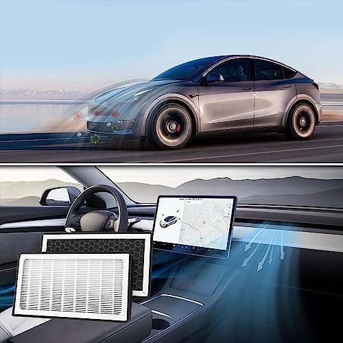 Ywooon Filtre à Air pour Tesla Model 3 Model Y Filtre à Charbon Actif, Filtres à Air d'habitacle HEPA Filtre d'admission de Climatisation Accessoires de Voiture de Remplacement (2 paquets)