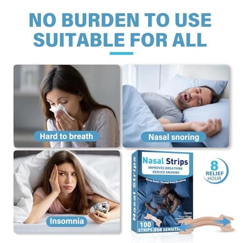 Bandes nasales pour ronflement, 100 sangles nasales respiratoires, soulagent la congestion nasale, améliorent la circulation de l'air