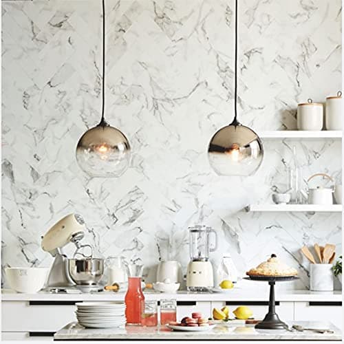 MZStech Lampe à suspension sphérique en verre de couleur dégradée,Suspension Luminaire en verre moderne basée sur des ampoules E27 (Argent, 30CM)