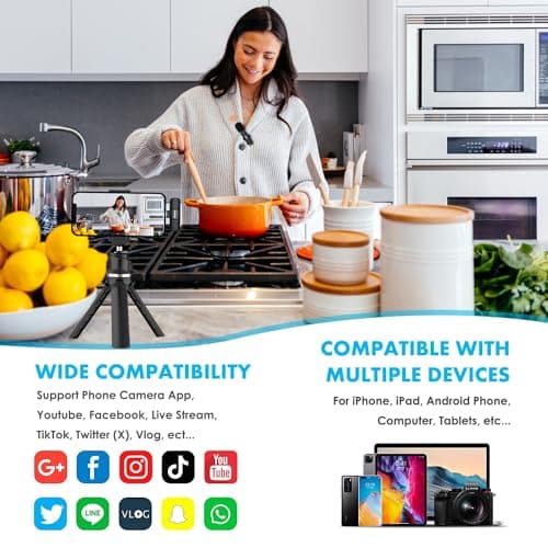 VIEWLON Micro Cravate sans Fil, Mini Micro Cravate pour iPhone iPad/Android/PC, Micro sans Fil Professionnel Microphone Réduction Intelligente du Bruit