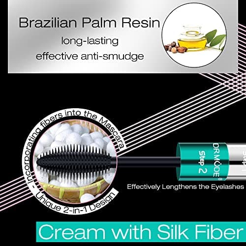 Mascara Waterproof Noir - 4D Mascara Effet Faux Cils Extra Longs Mascara Fibre de Soie Imperméable à l'eau Longue Durée
