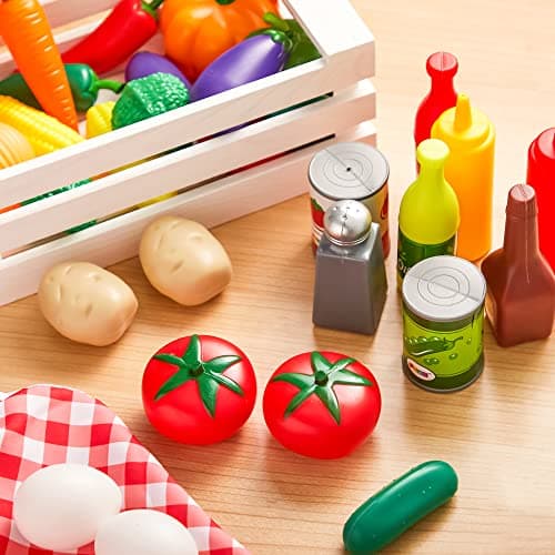 JOYIN Jeu de Cuisine 135 Pièces de Cuisine pour Marché Jeu de Simulation de Marché, Jeu de Cuisine, Accessoires de Cuisine Faux Aliments, Fournitures de Fête, Vacances
