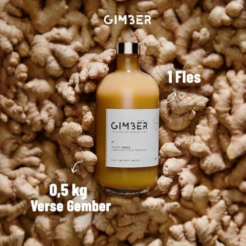 GIMBER Concentré gingembre bio 500 ml | Boisson sans alcool 100% biologique à base de gingembre, citron & épices | Jus de gingembre délicieux premium