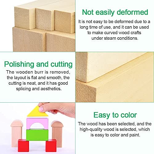 Favengo 6 PCS Bloc de Sculpture Bois 10 * 5 * 5cm 10 * 2.5 * 2.5cmbloc de Bois Tilleul Bloc de Bois Brut Pour Sculpture Bloc Tilleul Sculpture Sculpture Block Bloc à Sculpter